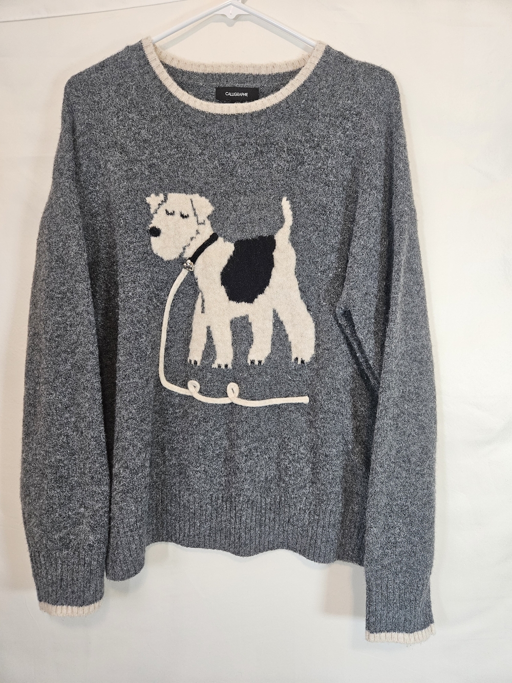 Antropologie Gray Crewneck Sweater with Dog Motif - Picture 2 of 7